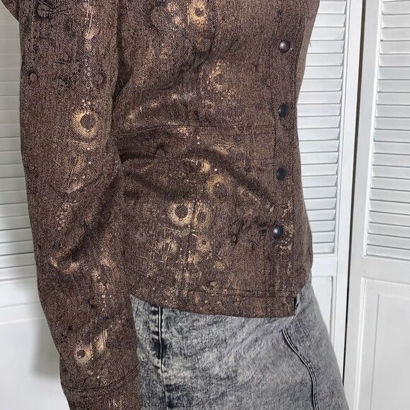 Coldwater Creek Metallic Snap Down Jacket Size 10 - Picture 2 of 12